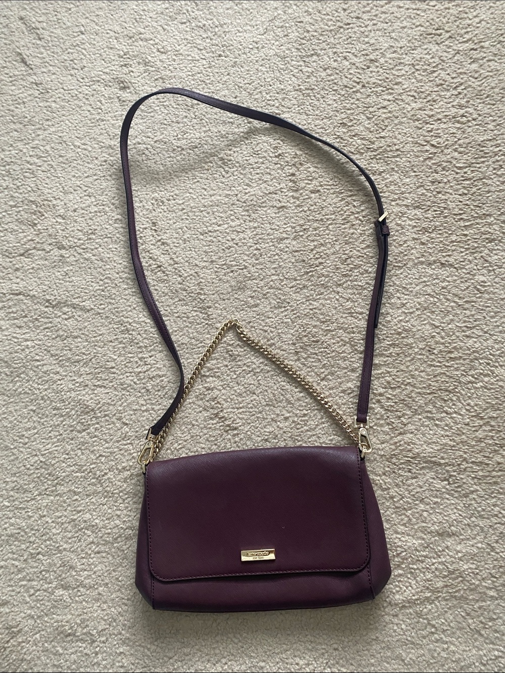 Kate Spade Plum Crossbody Bag with Gold Chain